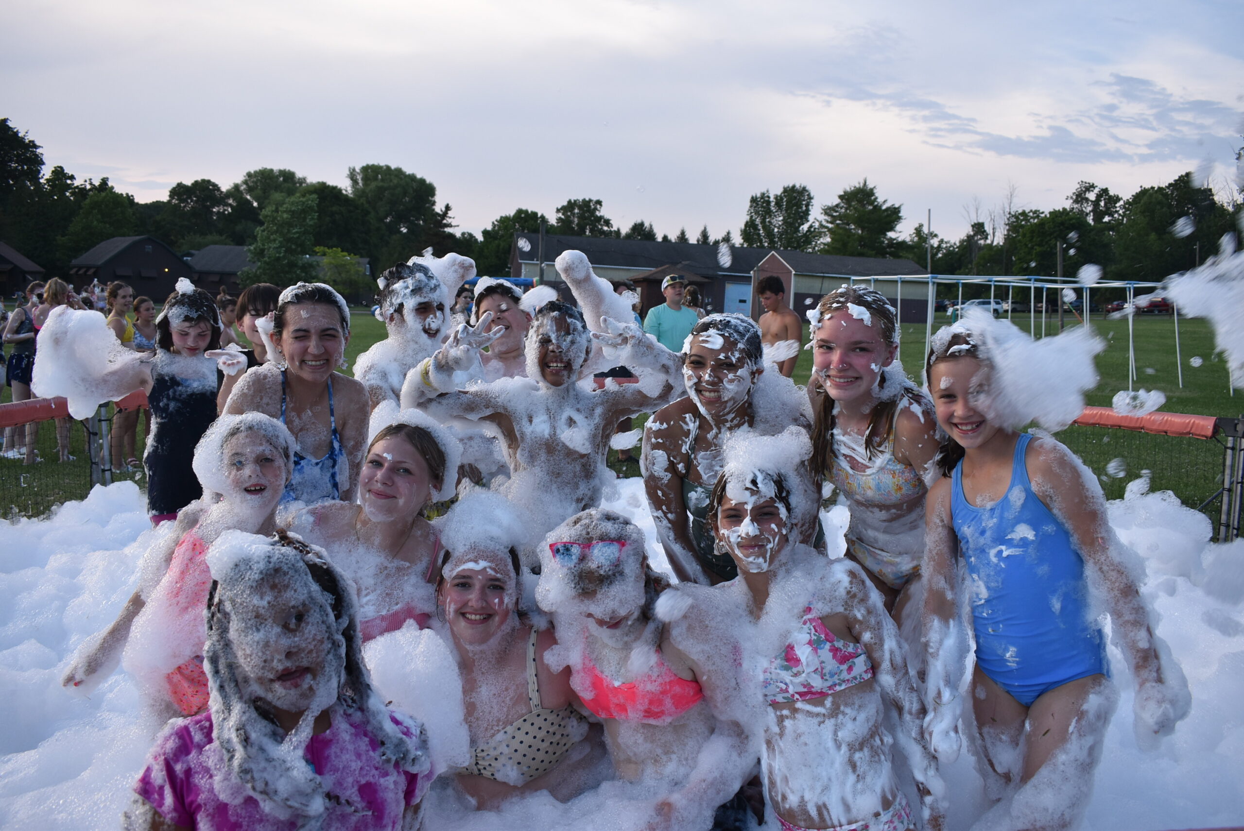 res cover option group of boys and girls covered in bubbles